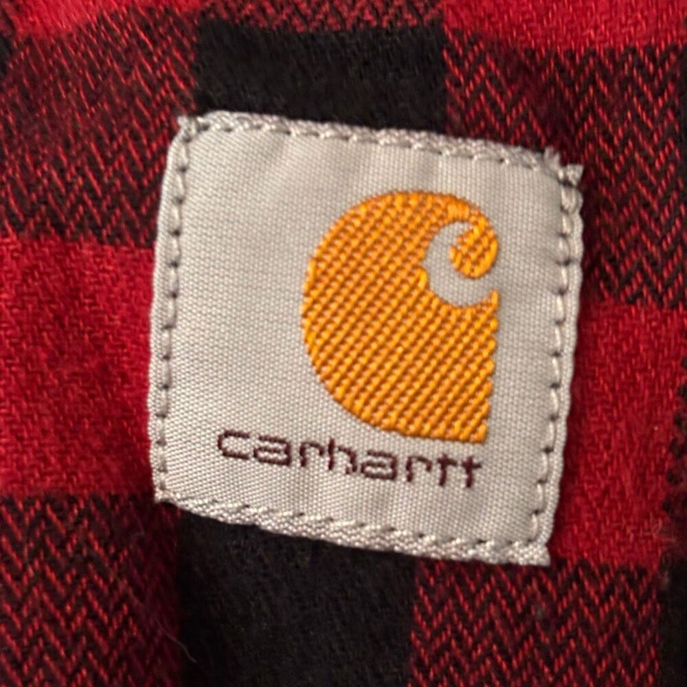 Carhartt Rugged Flex Loose Fit Button Up Flannel Shirt Red Black Buffalo Plaid W - Picture 7 of 10